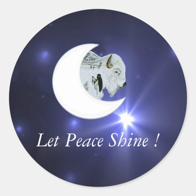 Adesivo Redondo Paz em Buffalo Branco - Sticker (Frente)