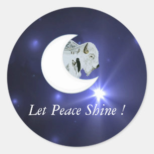 Adesivo Redondo Paz em Buffalo Branco - Sticker