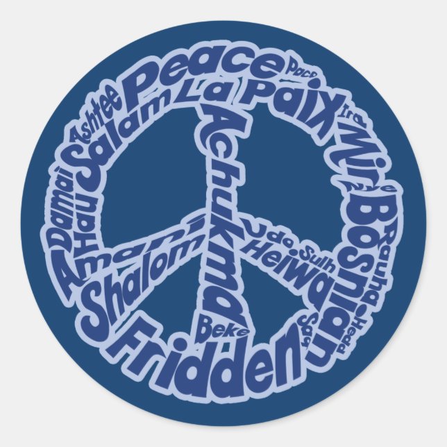 Adesivo Redondo Paz em todas as línguas (Frente)