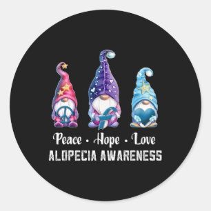 Adesivo Redondo Paz Esperança Ama Gnomos Alopecia Consciência
