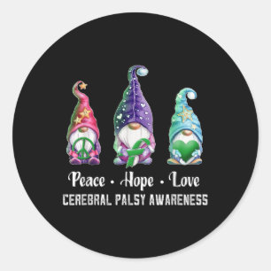 Adesivo Redondo Paz Esperança Amor Gnomos Cerebrais Consciência