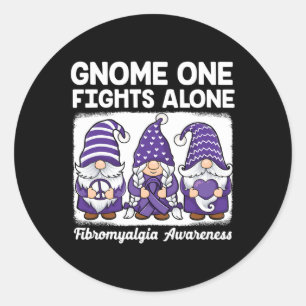 Adesivo Redondo Paz Esperança Amor Gnomos Roxo Fibromialgia