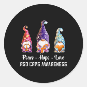 Adesivo Redondo Paz Esperança Amor Gnomos Rsd Crps Consciência
