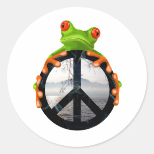 Adesivo Redondo paz frog1