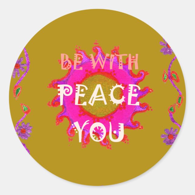 Adesivo Redondo Paz Inspiradora Esteja Com Sua Arte Design vetoria (Frente)