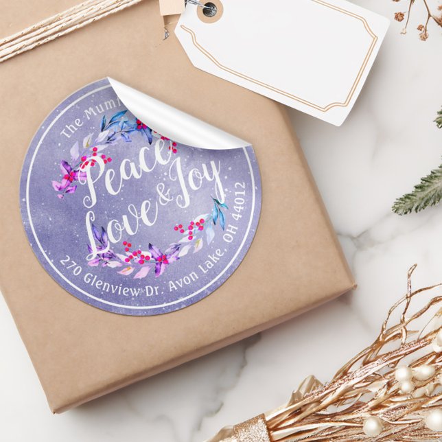 Adesivo Redondo Paz Joy Amor Feliz ano novo de Natal (Criador carregado)