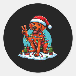 Adesivo Redondo Paz Mão Rhodesian Ridgeback Natal Lights Wo