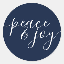 Adesivo Redondo Paz Moderna e alegria Natal Azul