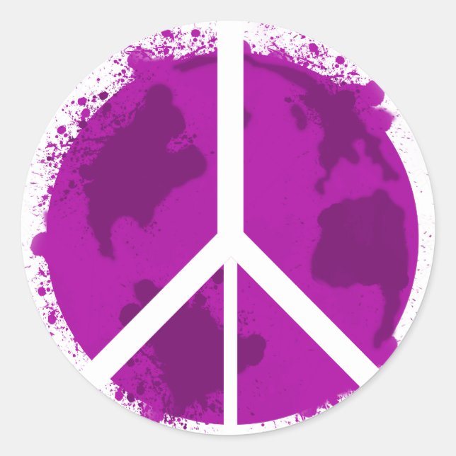 Adesivo Redondo Paz mundial (Frente)