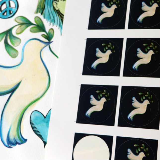 Adesivo Redondo Paz na Terra Dove da Esperança (Criador carregado)