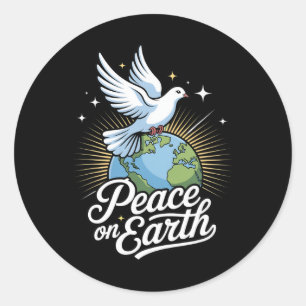 Adesivo Redondo Paz Na Terra Pombo E Globo Fé Natal