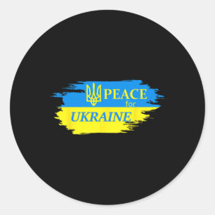 Adesivo Redondo Paz Para a Ucrânia Bandeira Ucraniana Logotipo da