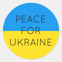 Adesivo Redondo Paz Para A Ucrânia Sinalizador Ucraniano Mínimo Si