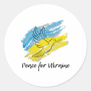 Adesivo Redondo Paz pela Ucrânia Solidariedade Paz Coração Ucrania