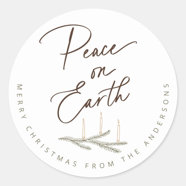 Adesivo Redondo Paz Personalizada no Natal da Terra (Frente)
