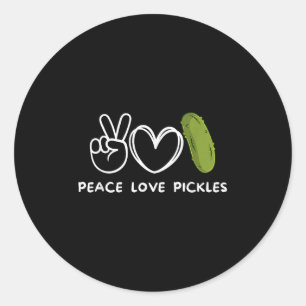 Adesivo Redondo Paz, Pickles Retro Pickles Lover Comida Lover