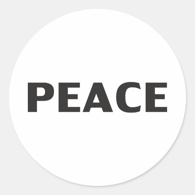 Adesivo Redondo Paz preto branco simples moderno (Frente)