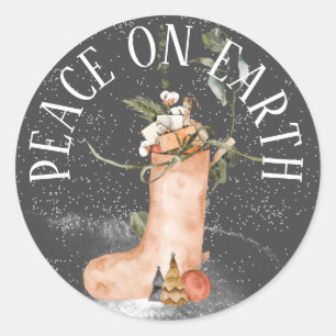 ADESIVO REDONDO PAZ SOBRE O ESTOQUE DE NATAL DE TERRA