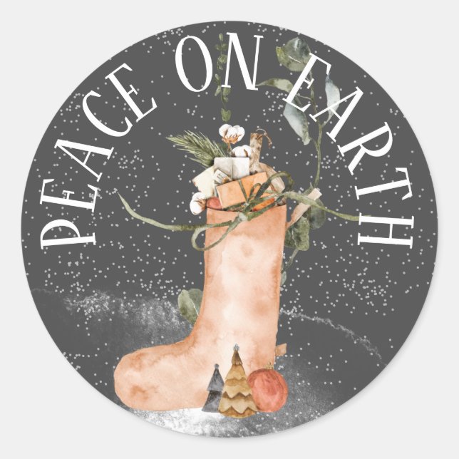 ADESIVO REDONDO PAZ SOBRE O ESTOQUE DE NATAL DE TERRA (Frente)