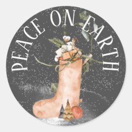 ADESIVO REDONDO PAZ SOBRE O ESTOQUE DE NATAL DE TERRA