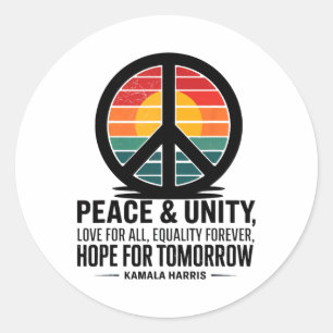 Adesivo Redondo Paz Unida Amor Por Todos Igualdade Esperança Para