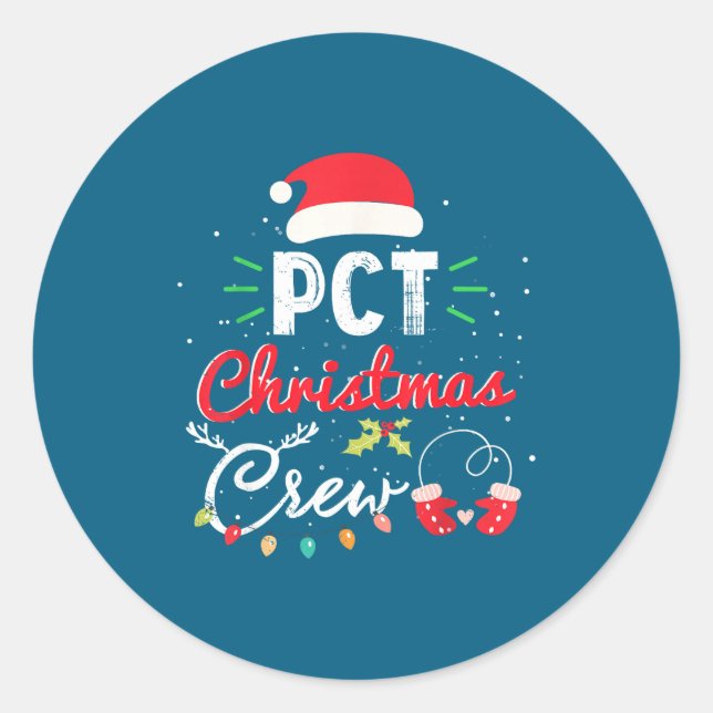 Adesivo Redondo Pct Christmas Crew Fun Patient Care Tech Matching  (Frente)