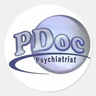 Adesivo Redondo PDoc MÉDICO DO LOGOTIPO PSIQUIATRY PSYCHIATRY