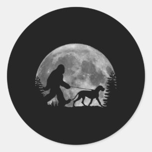 Adesivo Redondo Pé Grande Caminhando Um Cachorro Engraçado Moon