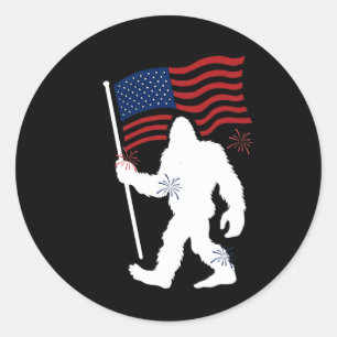 Adesivo Redondo Pé Grande Com Bandeira Americana Engraçado 4 De Ju