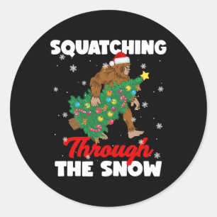 Adesivo Redondo Pé Grande Esmagando Através Do Sasquatch Chri Da N