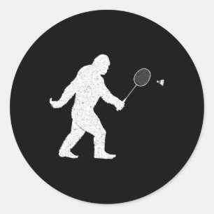 Adesivo Redondo Pé Grande Jogando Badminton Chuttle Engraçado Badm