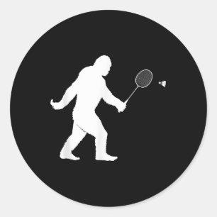 Adesivo Redondo Pé Grande Jogando Badminton Chuttle Engraçado Badm