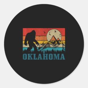 Adesivo Redondo Pé Grande Oklahoma Vintage Montanhas Hiking Acampa