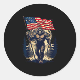 Adesivo Redondo Pé grande sasquatch bigfoot bandeira americana pat