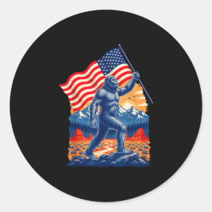 Adesivo Redondo Pé grande sasquatch bigfoot bandeira americana pat