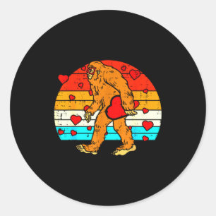 Adesivo Redondo Pé Grande Sasquatch Coração Retro Dia dos Namorado