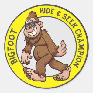Adesivo Redondo Pé Grande   Sasquatch (Editável)