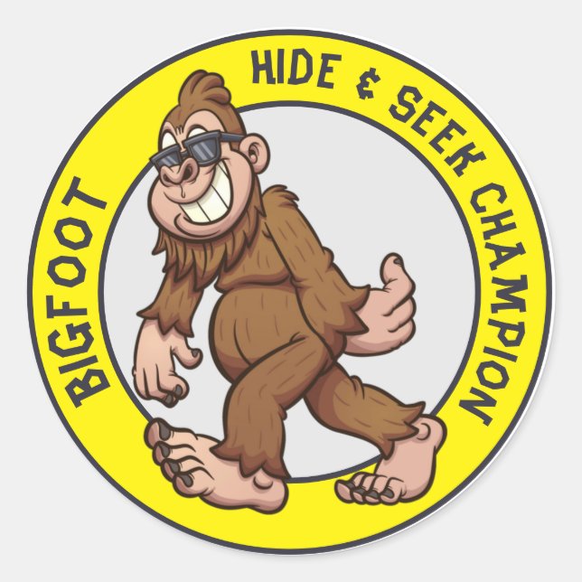 Adesivo Redondo Pé Grande | Sasquatch (Editável) Clássico Round St (Frente)