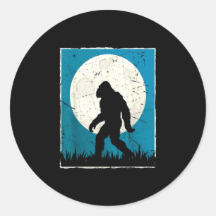 Adesivo Redondo Pé-grande silhueta da lua sasquatch vintage