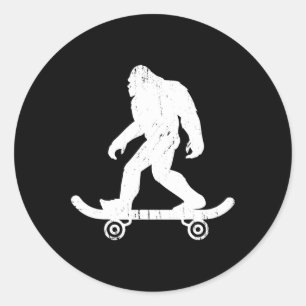 Adesivo Redondo Pé Grande Skatista Yeti Sasquatch Skate