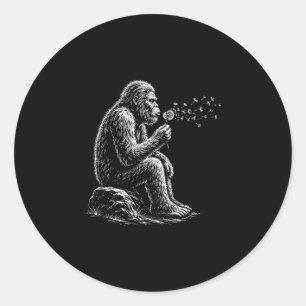 Adesivo Redondo Pé-grande soprando desejos dente-de-leão sasquatch