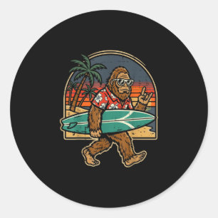 Adesivo Redondo Pé grande surfista rock mão sasquatch roqueiro hom