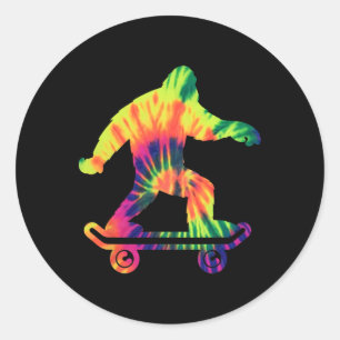 Adesivo Redondo Pé Grande Tie Dye Hippie Skateboarders Sasquatch S