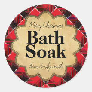 Adesivo Redondo Pé Negra-Xadrez Negra Natal Soak Ou Scrub