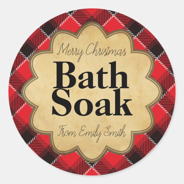 Adesivo Redondo Pé Negra-Xadrez Negra Natal Soak Ou Scrub (Frente)