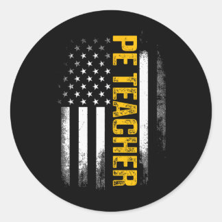 Adesivo Redondo Pe Physical Education Teacher Flag Gifts Men Women