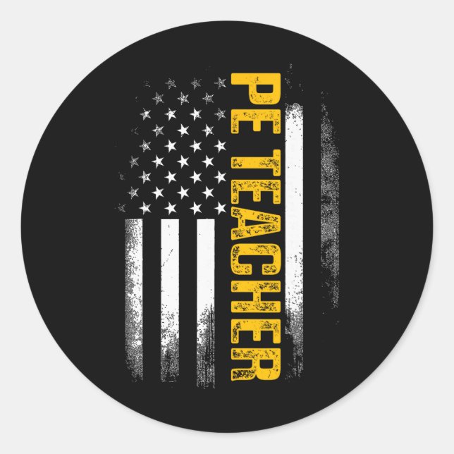 Adesivo Redondo Pe Physical Education Teacher Flag Gifts Men Women (Frente)