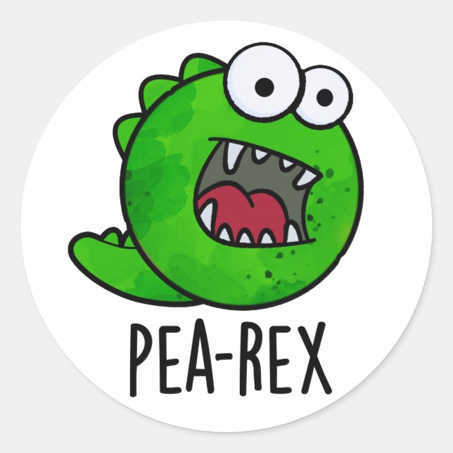 Adesivo Redondo Pea Rex Funny Dinosaur Veggie TRex Pun (Frente)
