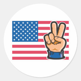 Adesivo Redondo Peace American Flag Design