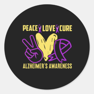 Adesivo Redondo Peace Cure Love Alzheimer's Consciência